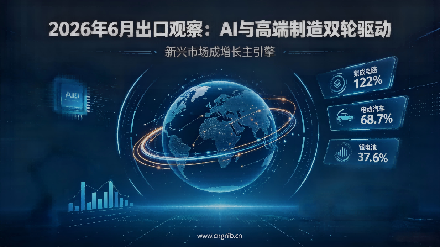 2026年6月出口观察：市场格局从欧美，转向东盟、拉美、非洲、周边国家等多元市场共同支撑，增长动能从传统劳动密集型产品，向AI产业链、新能源、高端装备等新质生产力领域转移